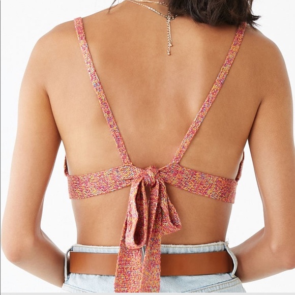 Metallic knit tie tip crop top bikini - Picture 3 of 3